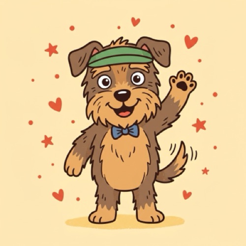 Biscuit the terrier waving hello